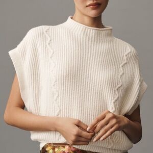 Anthropologie Mock Neck Short Sleeve Ribbed Sweater Vest